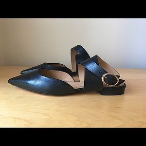 NWT MAJE Fimea Black Leather Mules Flats Sandals